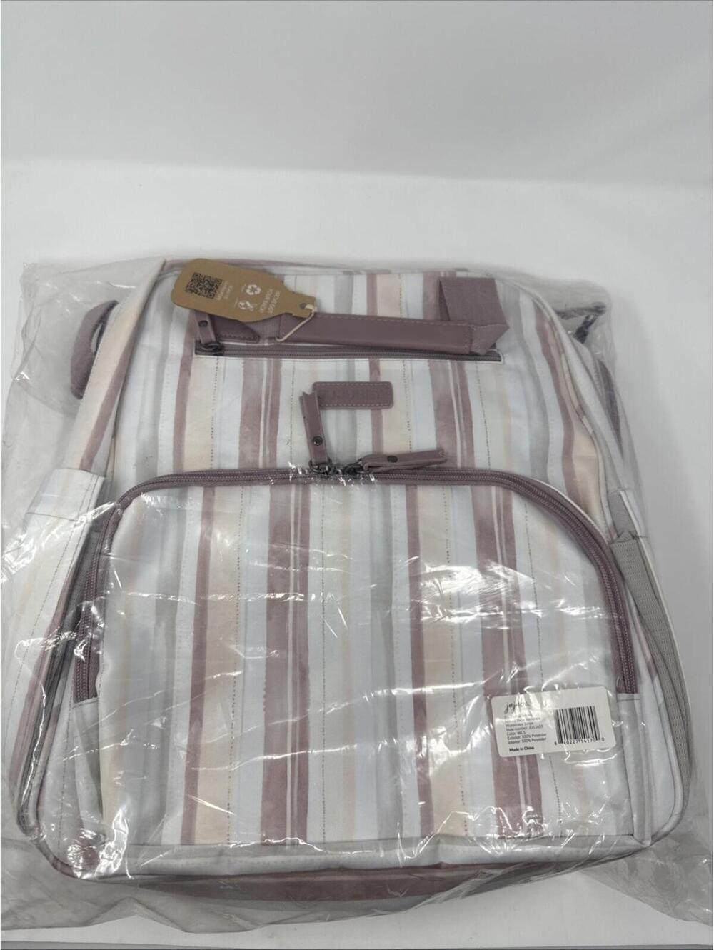 JuJuBe Nature Babe Diaper Bag Backpack  Watercolor Stripe Changing Pad Travel